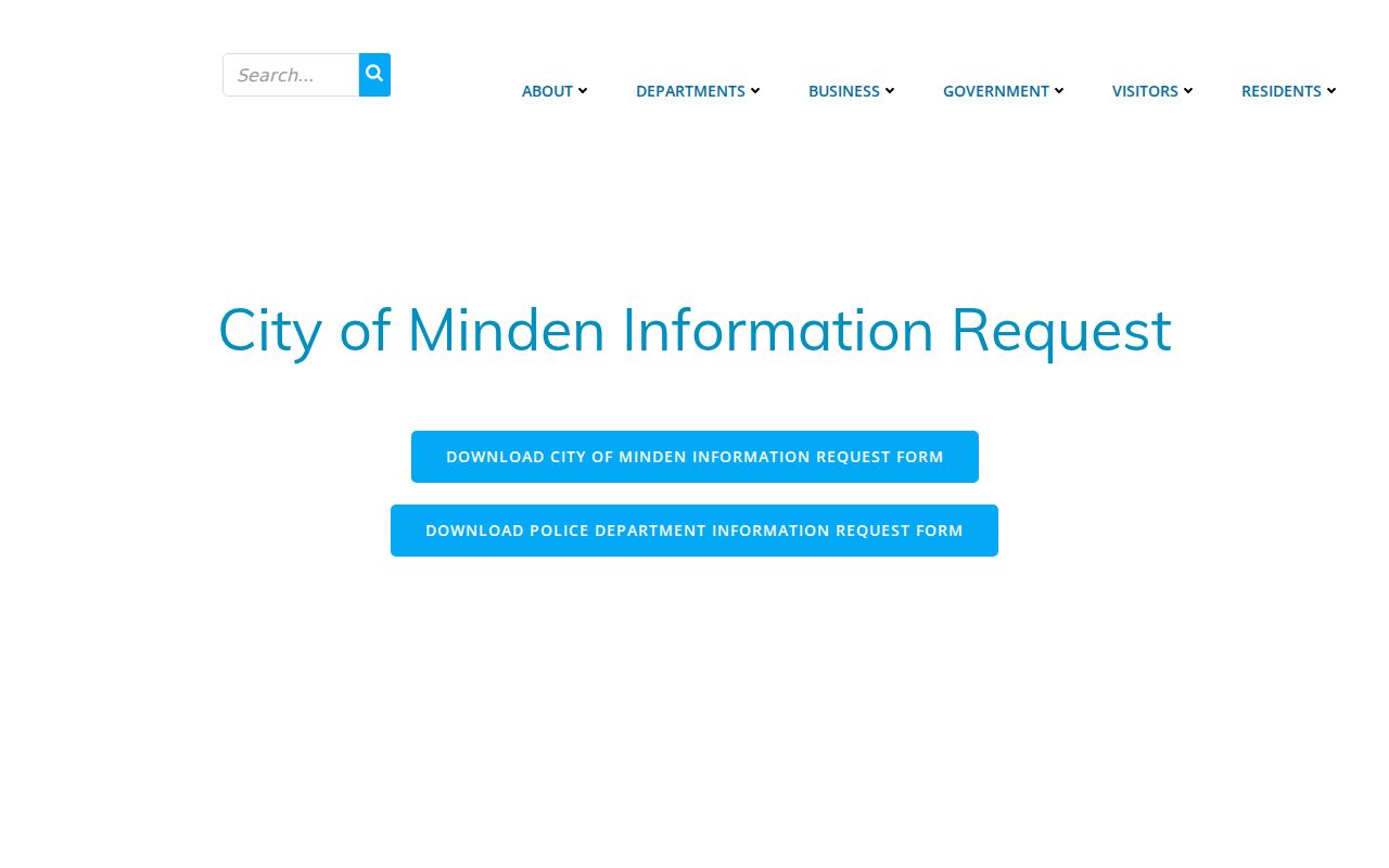 Minden criminal records information request page
