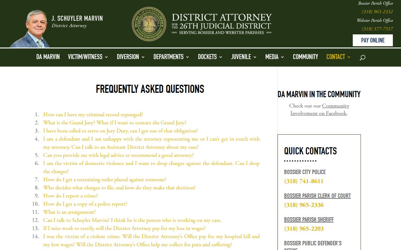 Webster Parish arrest process information