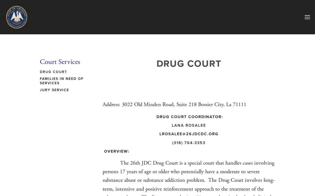Twenty-Sixth Judicial District Drug Court information