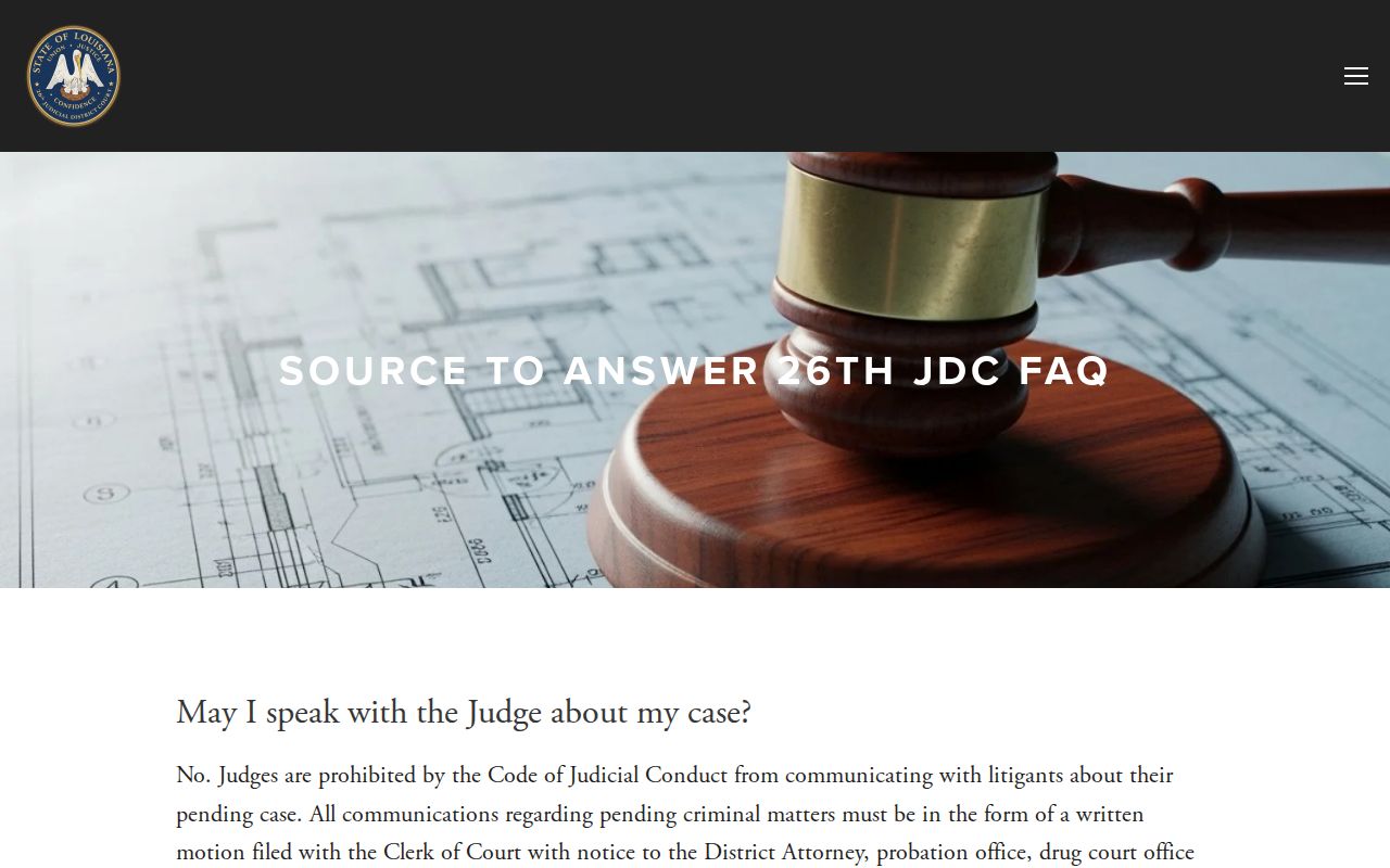 Twenty-Sixth Judicial District Court filing guidance