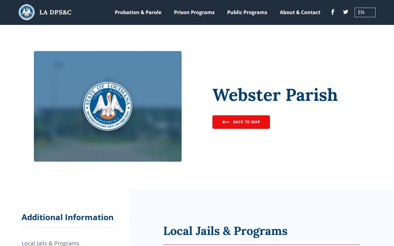 Louisiana corrections directory for Webster Parish facilities