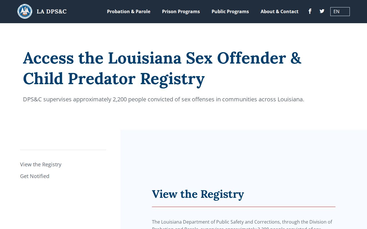 Webster Parish registry records through Louisiana corrections gateway